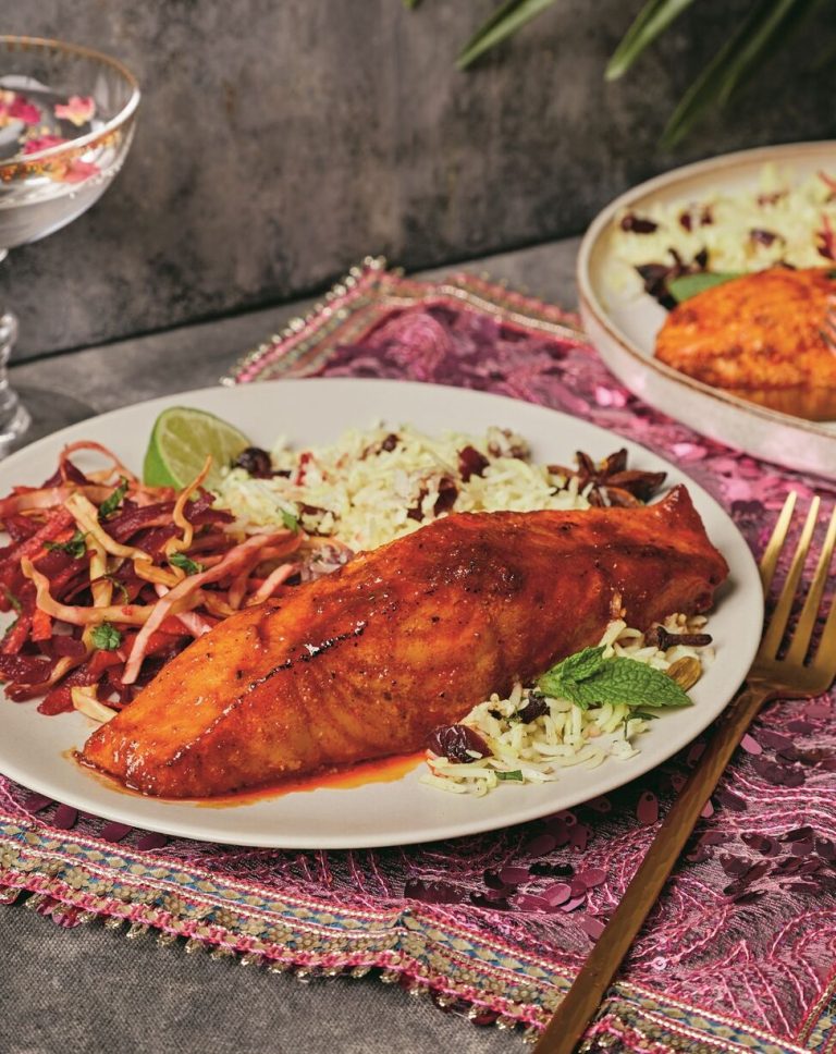 MAPLED TANDOORI SALMON WITH MINT